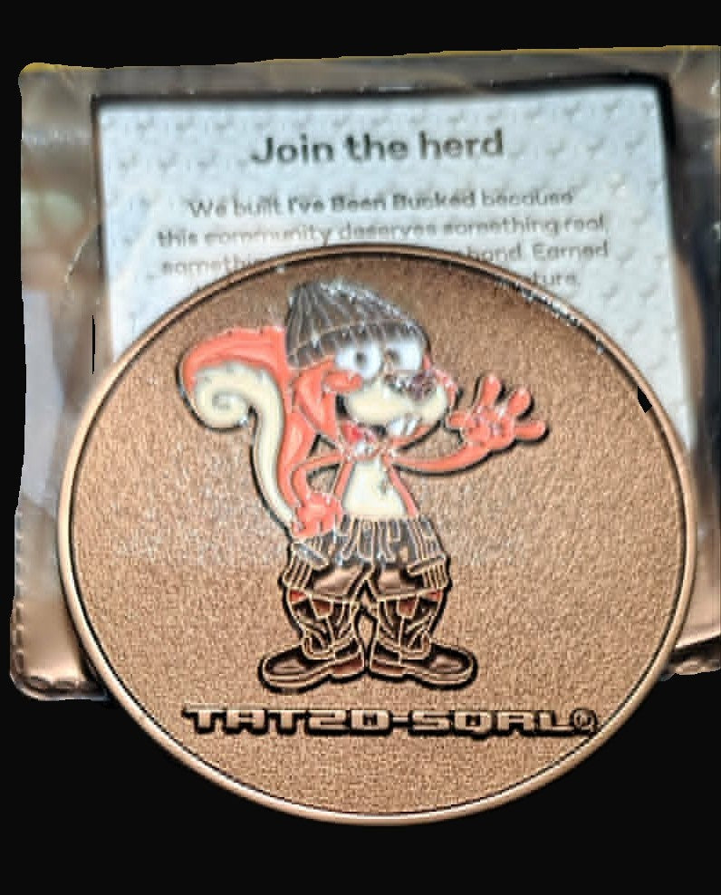 I've Been Bucked Challenge Coin front