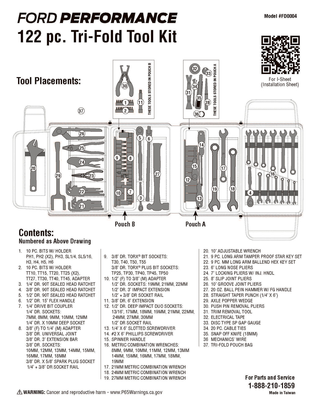122-Piece Ford Performance Tri-fold Tool Kit