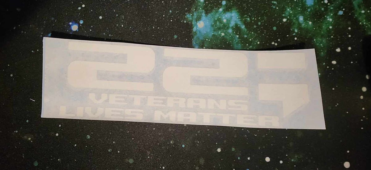 White 22 Veterans Lives Matter vinyl decal