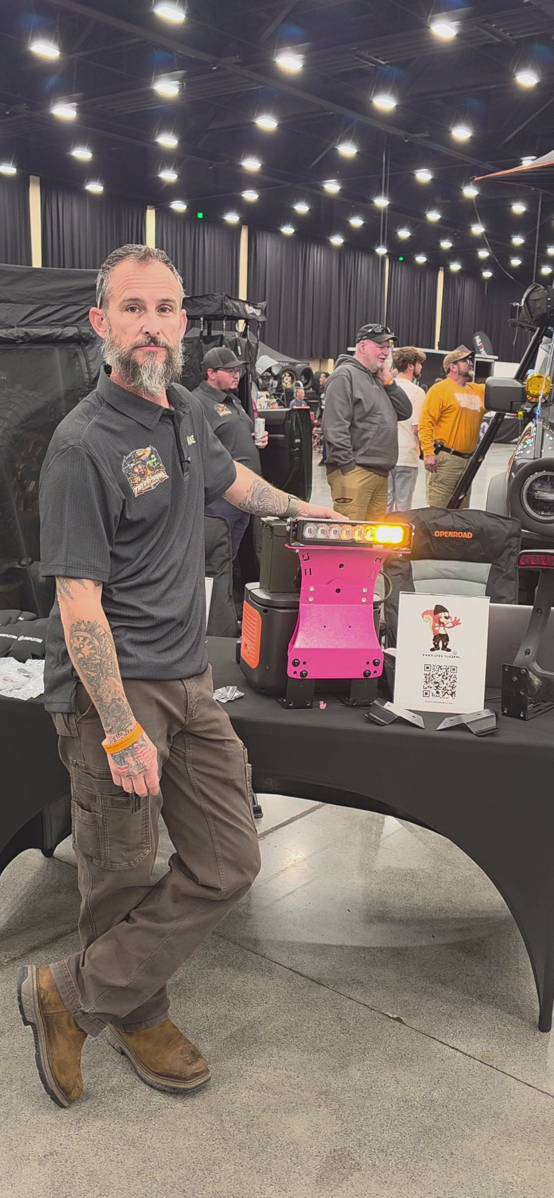 TAT2D SQRL Ford Bronco third brake light bracket kit on display at a car show